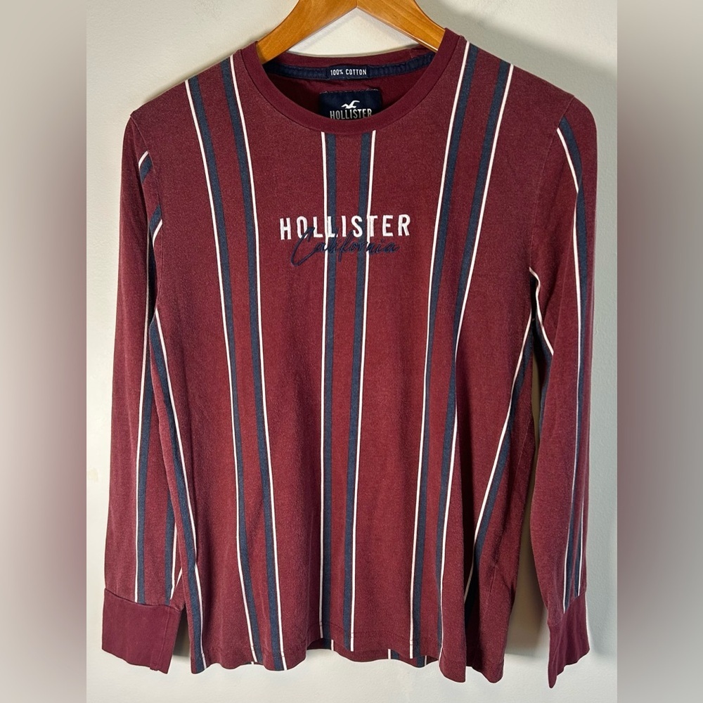 Vintage Hollister Shirt Adult S Burgundy Blue Long Sleeve California Embroidered